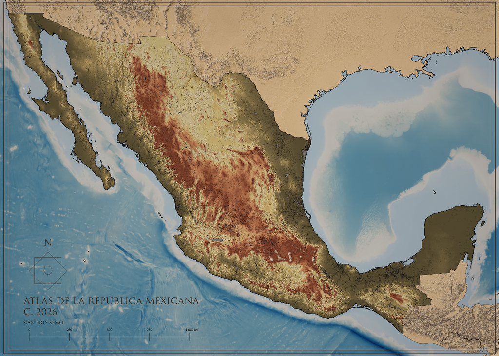 Atlas de la República Mexicana — Mapa Topográfico Estilo Vintage