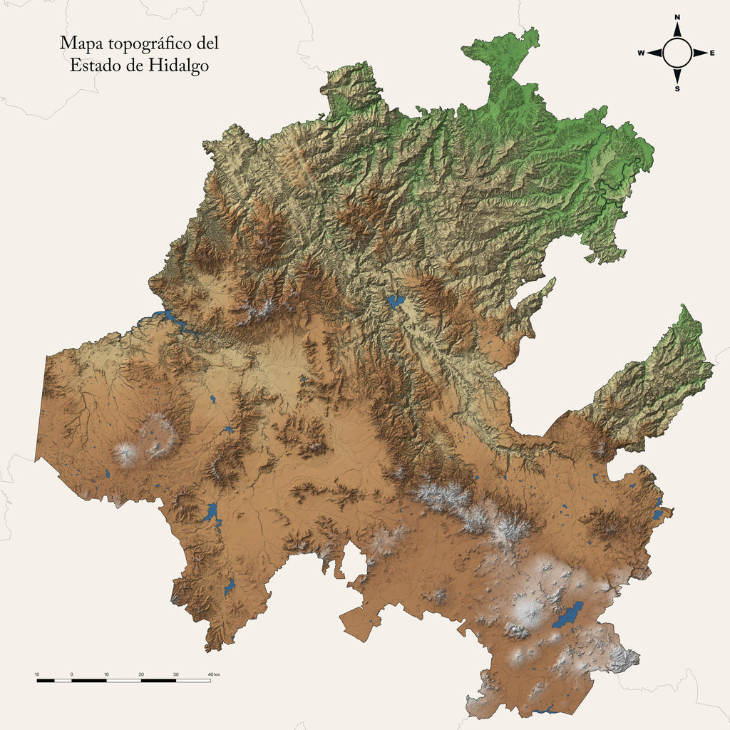 Mapa Topográfico del Estado de Hidalgo | Arte decorativo en relieve