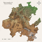 Mapa Topográfico del Estado de Hidalgo | Arte decorativo en relieve