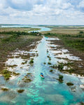 Fotografía aérea de los Rápidos de Bacalar, Quintana Roo