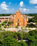 Fotografía aérea de la iglesia de Tekax, Yucatán
