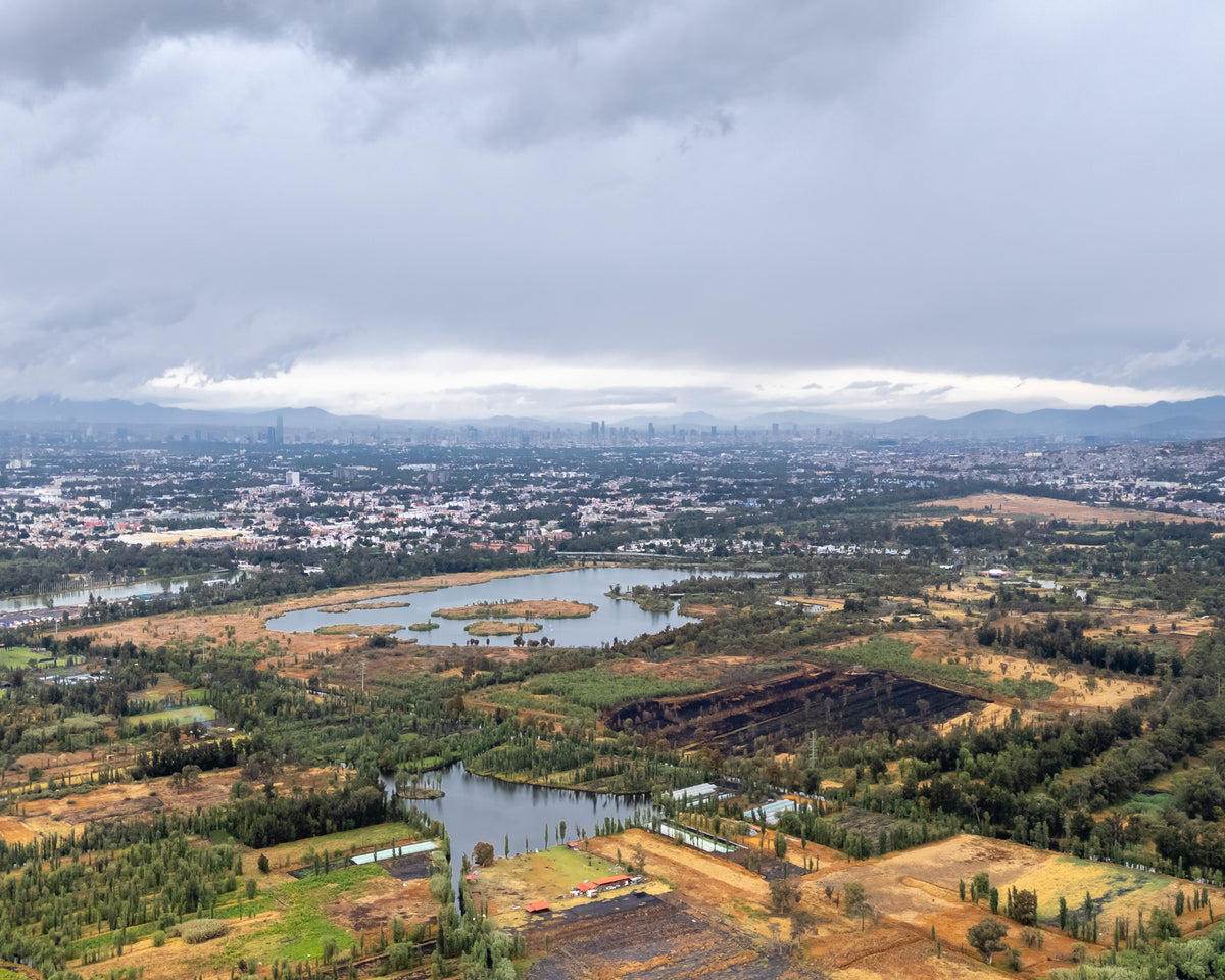 Fotografía aérea de las chinampas de Xochimilco