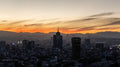Fotografía aérea de un atardecer en la Ciudad de México