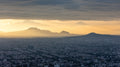 Fotografía aérea de un amanecer en la Ciudad de México