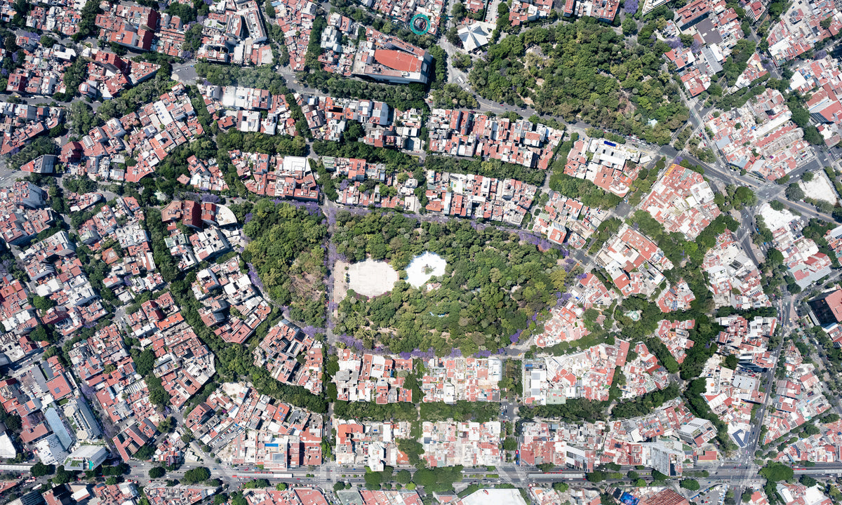 Fotografía aérea de la colonia Hipódromo Condesa, Ciudad de México