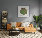 Mapa Topográfico de Morelos Enmarcado 70x70cm | Relieve 3D Decoración Pared